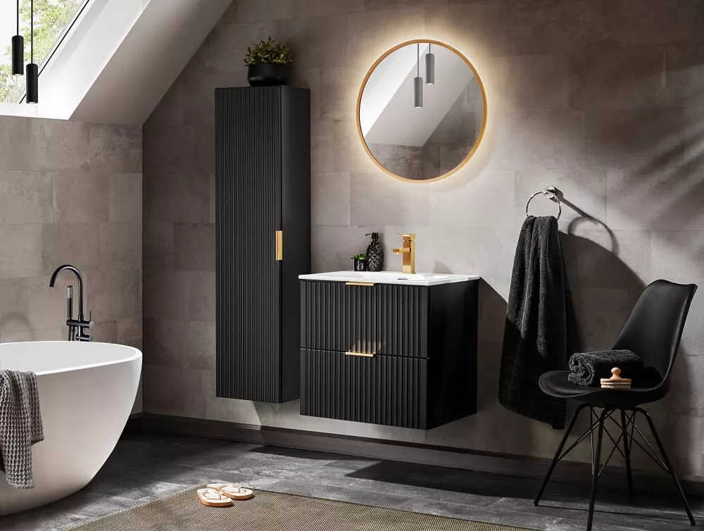 Vannas istabas komplekts Adel Black 1 ar LED · Melna · 160 × 46 cm