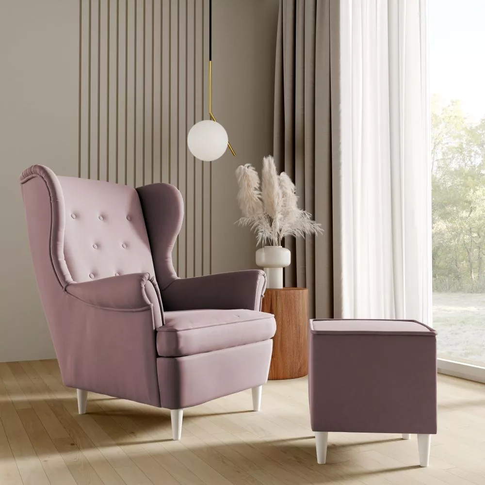 Mīksts krēsls Lino 190 1S+P Standard Sēdvietas dziļums: 55 cm, · Rozā · 85 × 90 × 103 cm