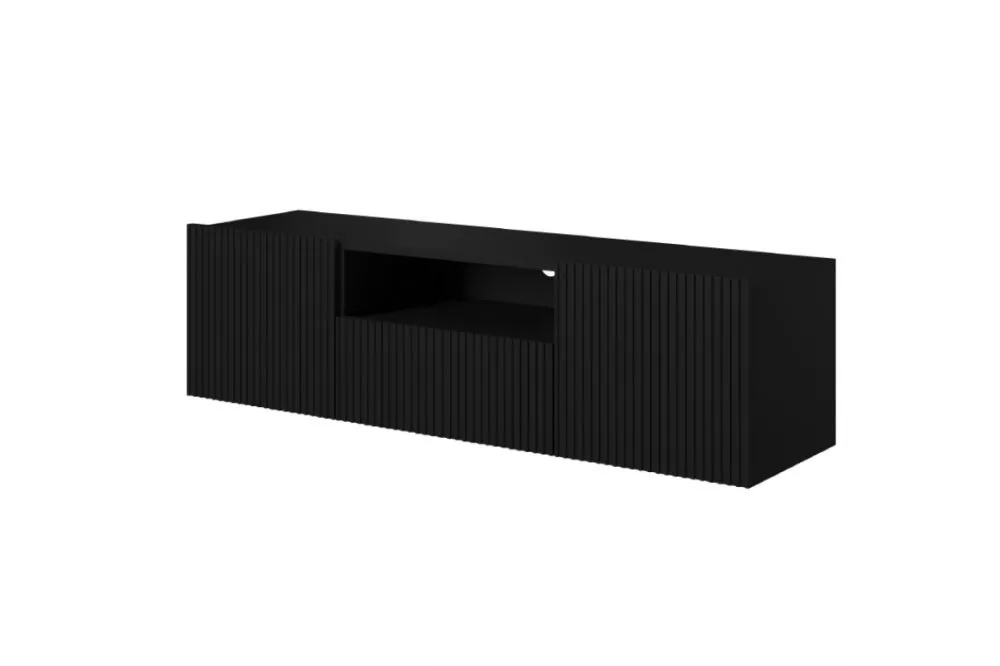 TV tumba Nicole RTV 150 2D1SZ W · Melns · 150 × 45 × 40 cm