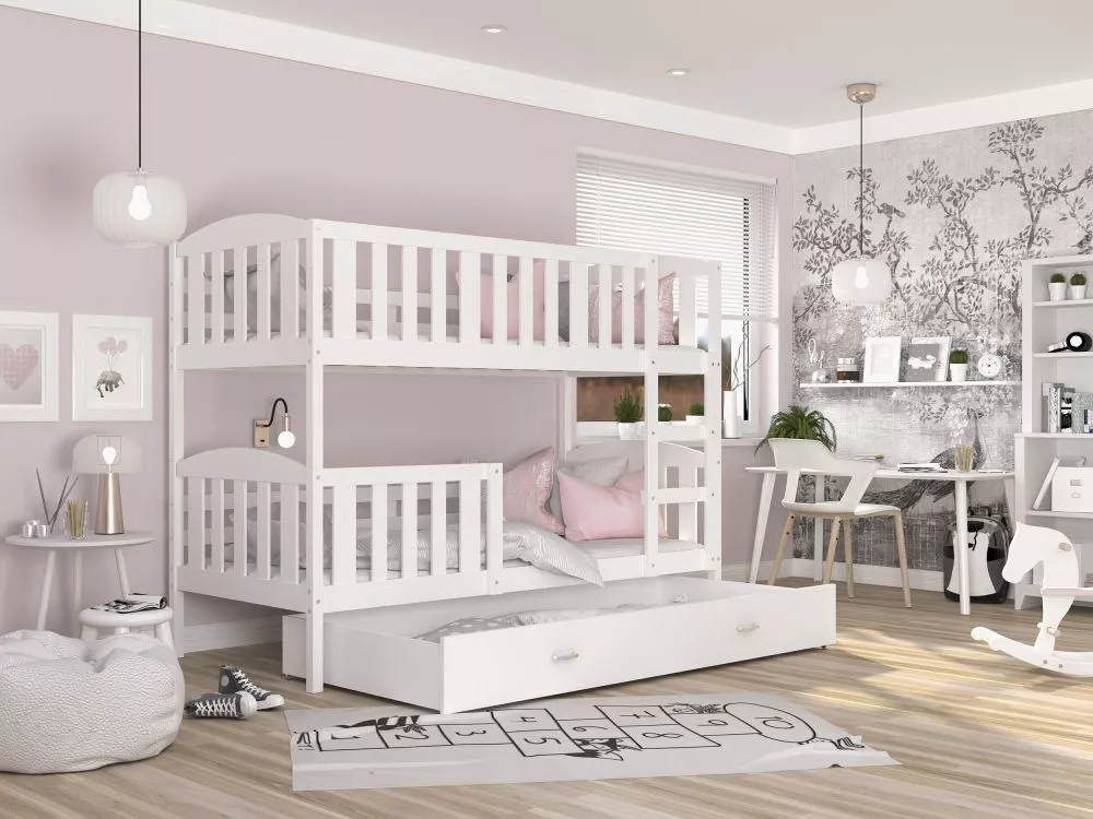 Bērnu gulta Kubus MDF 80x190 ar stelāžām Guļamvietas platums: 80 cm, Guļamvietas garums: 190 cm, · 86 × 198 × 158 cm
