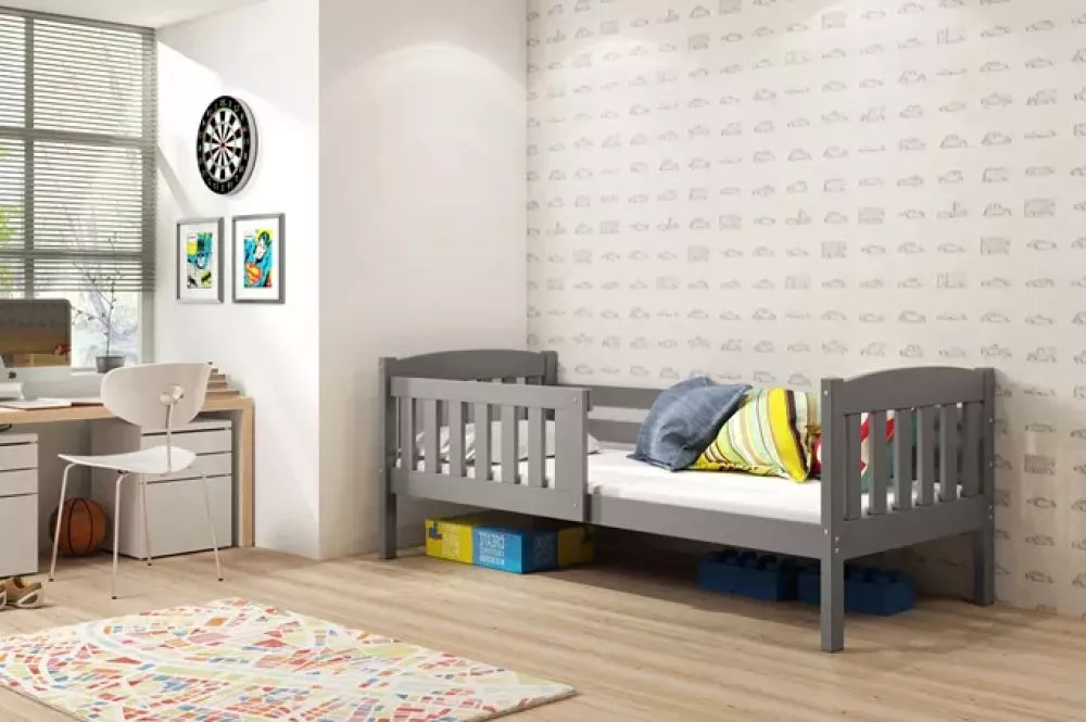 Bērnu gulta Kubus Single Basic ar stelāžu Guļamvietas platums: 80 cm, Guļamvietas garums: 160 cm, · Grafīts · 87 × 166 ×