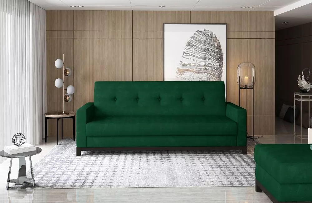 Dīvāns Selene Walnut standard · Zaļš · 87 × 216 × 93 cm