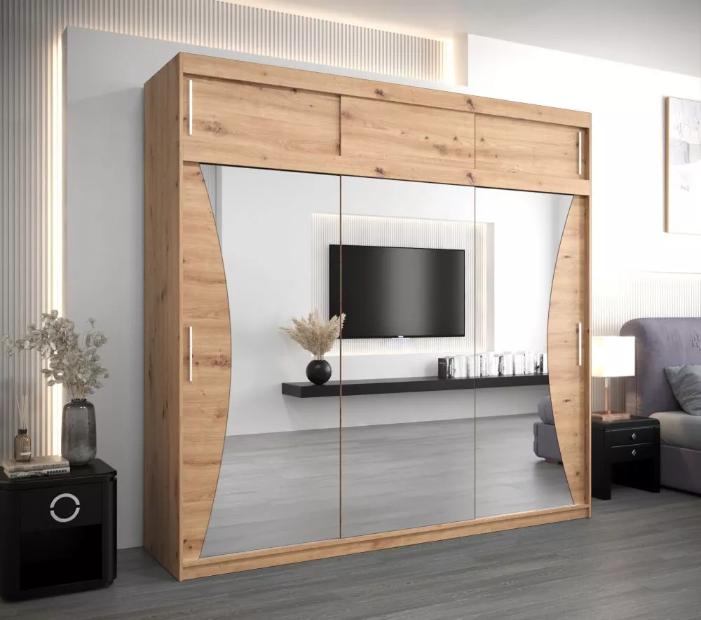 Skapis Monaco Premium · Ozols artisan · 250 × 62 × 240 cm