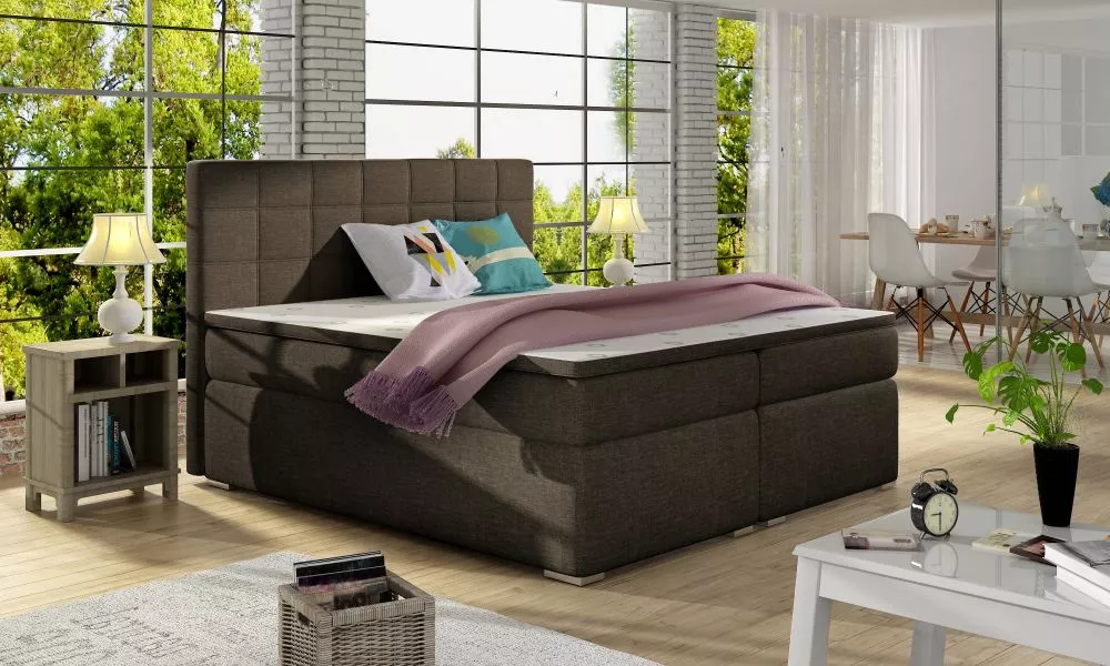 Gulta Alice Boxspring standard Guļamvietas platums: 160 cm, Guļamvietas garums: 200 cm, · Brūns · 163 × 205 × 126 cm