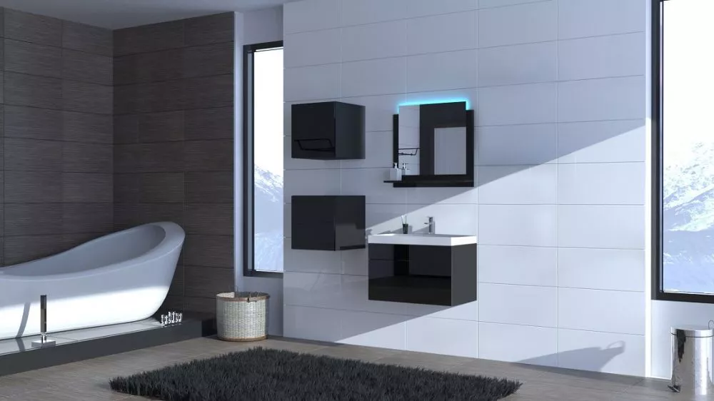 Vannas istabas komplekts Alius 30 ar LED · Melns · 110 × 35 cm
