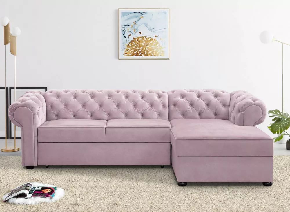 Dīvāns Valentino L standard · Rozā · 180 × 280 × 81 cm