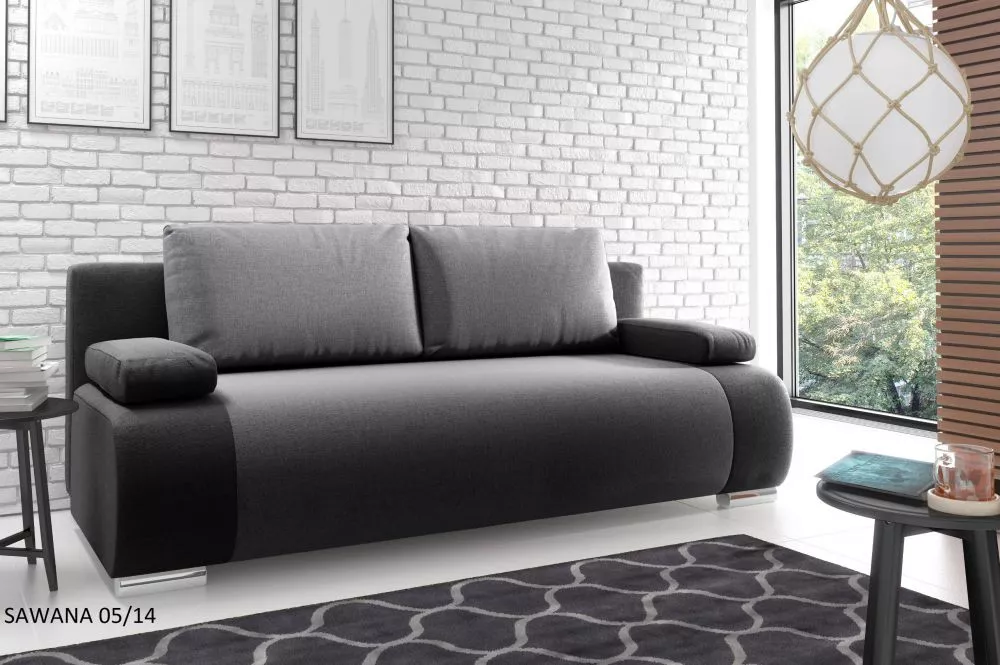 Dīvāns Leon Classic Standard · Pelēks + melns · 90 × 200 × 74 cm