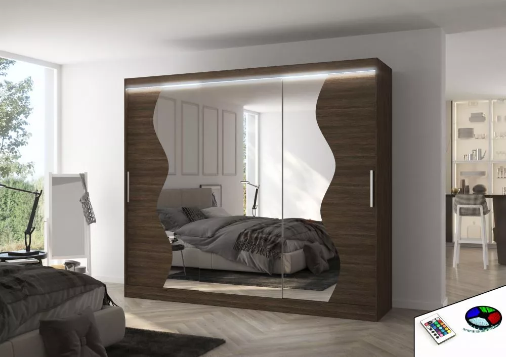 Skapis Sharon ar LED · Šokolādes · 250 × 58 × 215 cm