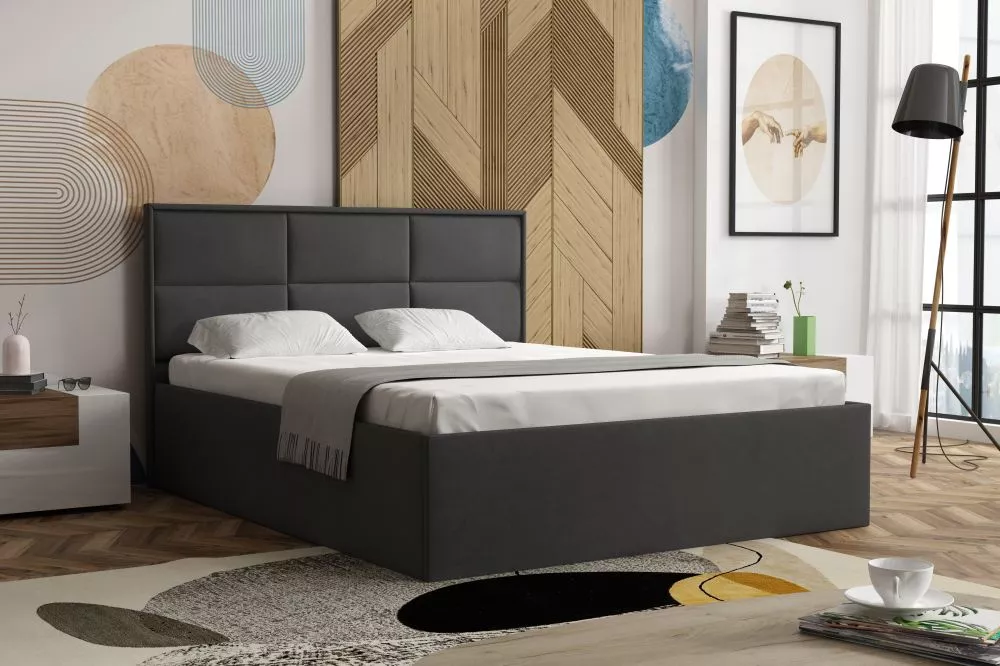 Gulta Cleo 2 ar stelāžām Guļamvietas platums: 140 cm, Guļamvietas garums: 200 cm, stelāžas tips: metāla, · Grafīts · 147