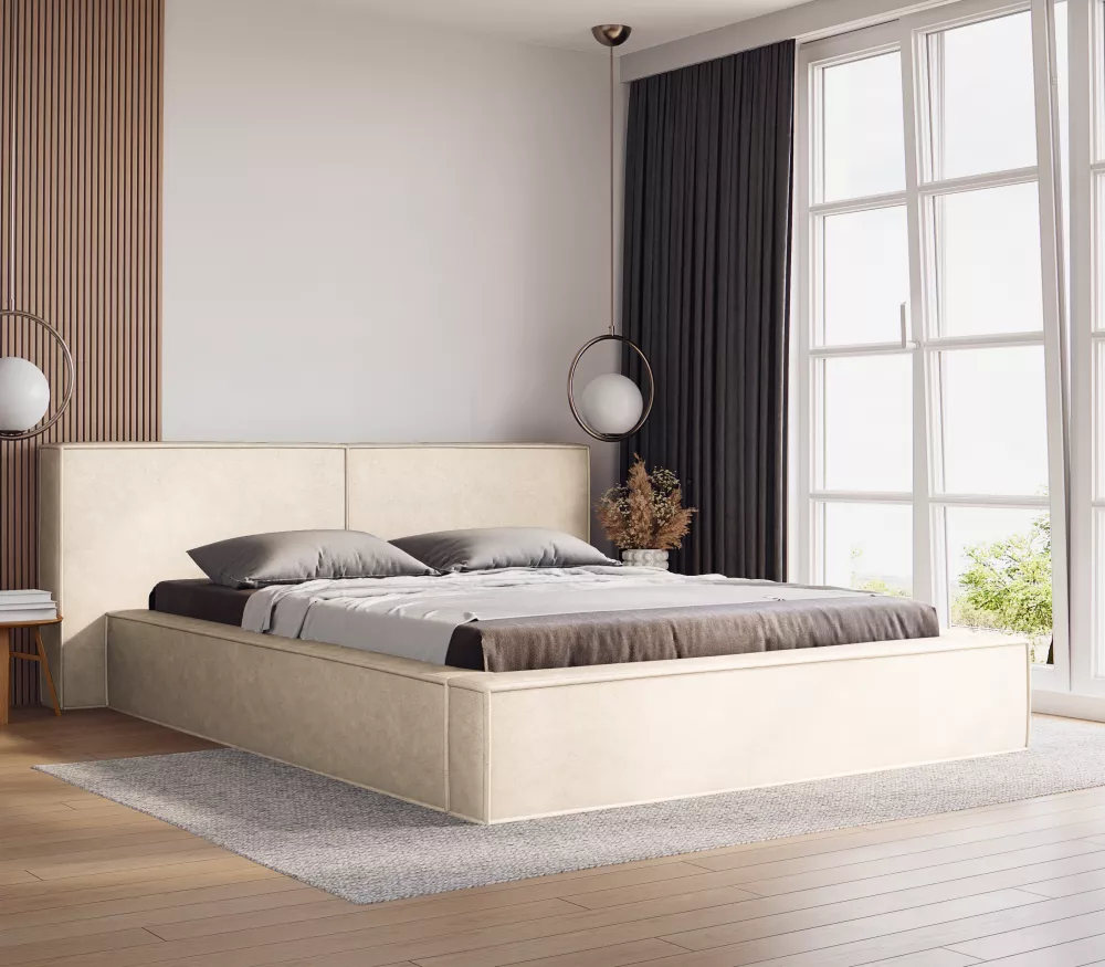 Gulta Enzo Standard ar stelāžu Guļamvietas platums: 140 cm, Guļamvietas garums: 200 cm, stelāžas tips: koka, · Krēma · 1