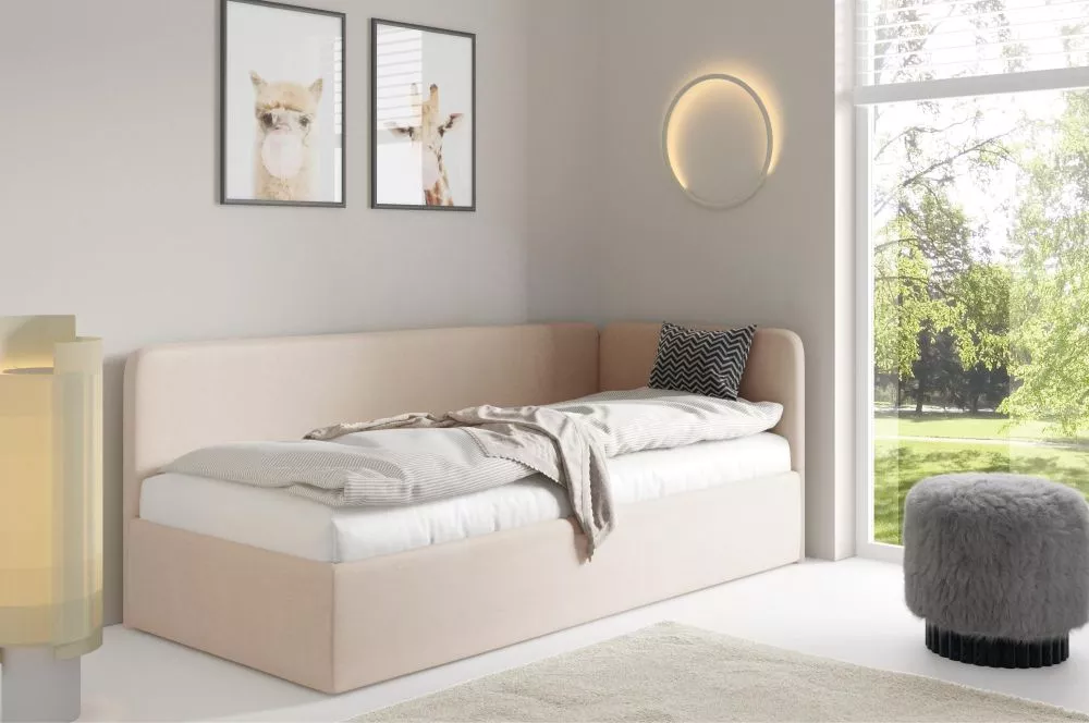 Gulta Enzo Classic ar stelāžu Guļamvietas platums: 90 cm, Guļamvietas garums: 200 cm, stelāžas tips: metāla, · Gaiši bēš