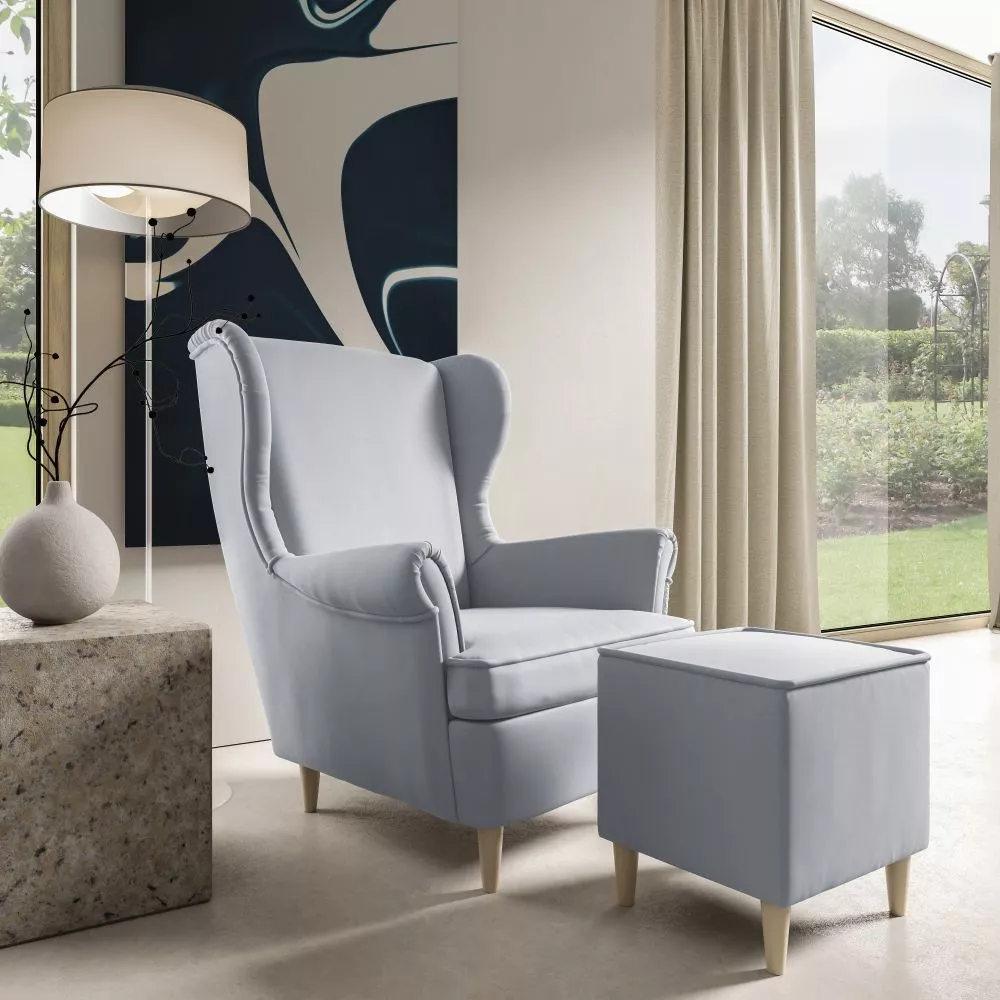 Mīksts krēsls Maya 194 1S+P Standard Sēdvietas dziļums: 55 cm, · Gaiši pelēks · 85 × 90 × 103 cm