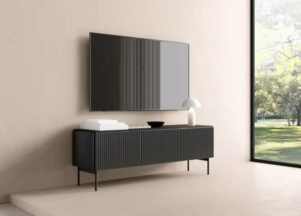 TV tumba Muti E/F RTV · Melna · 147 × 40 × 51 cm