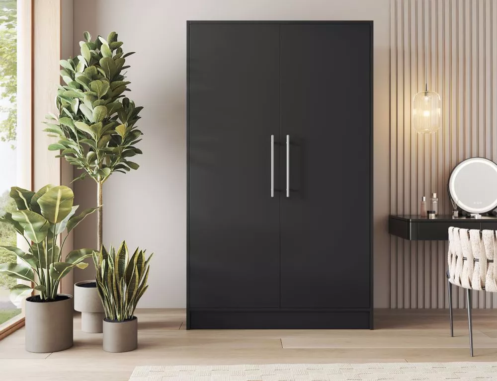 Skapis Alarica 120 · Melns · 120 × 60 × 200 cm