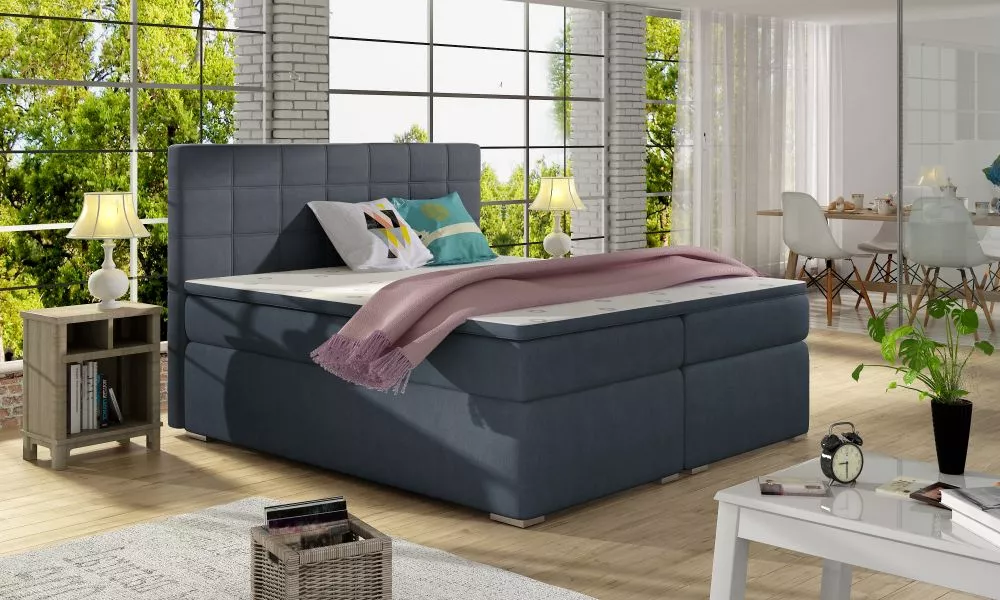 Gulta Alice Boxspring standard Guļamvietas platums: 180 cm, Guļamvietas garums: 200 cm, · Tumši pelēks · 183 × 205 × 126