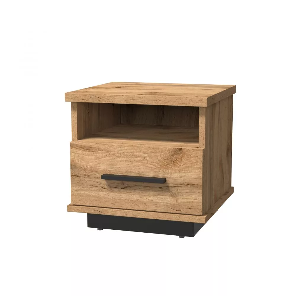 Naktsgaldiņš Lamelo LA17 Korpusa krāsa: ozols votāns, Elementu krāsa: melns, · 37 × 35 × 36.6 cm