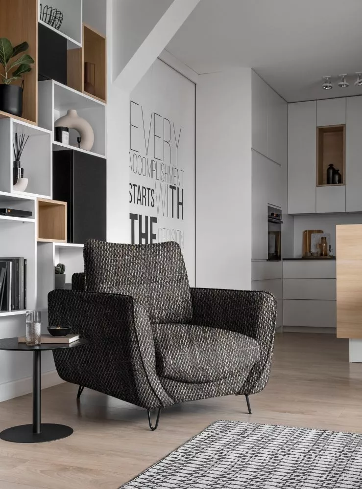 Mīksts krēsls Silva 1S standard Sēdvietas dziļums: 60 cm, · Pelēks · 93 × 95 × 82 cm