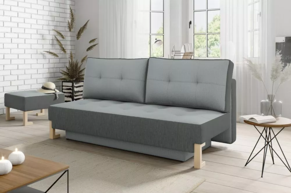 Dīvāns Nicola 3S+P Standard · Gaiši pelēks + grafīts · 100 × 200 × 98 cm