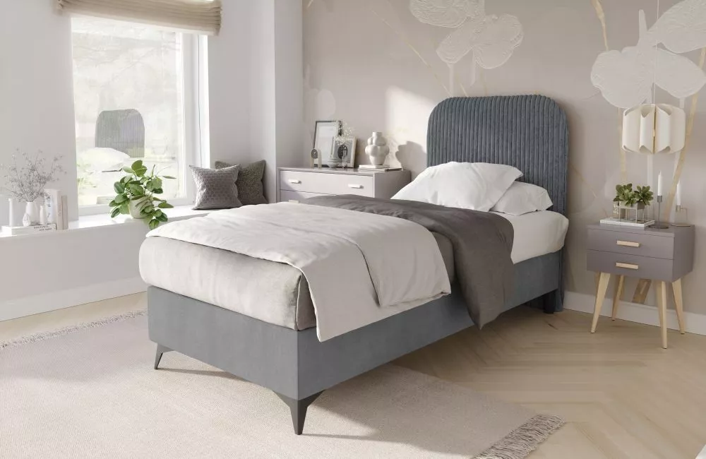 Gulta Mitto R Mini Boxspring Standard Guļamvietas platums: 90 cm, Guļamvietas garums: 200 cm, · Pelēks · 90 × 208 × 122 