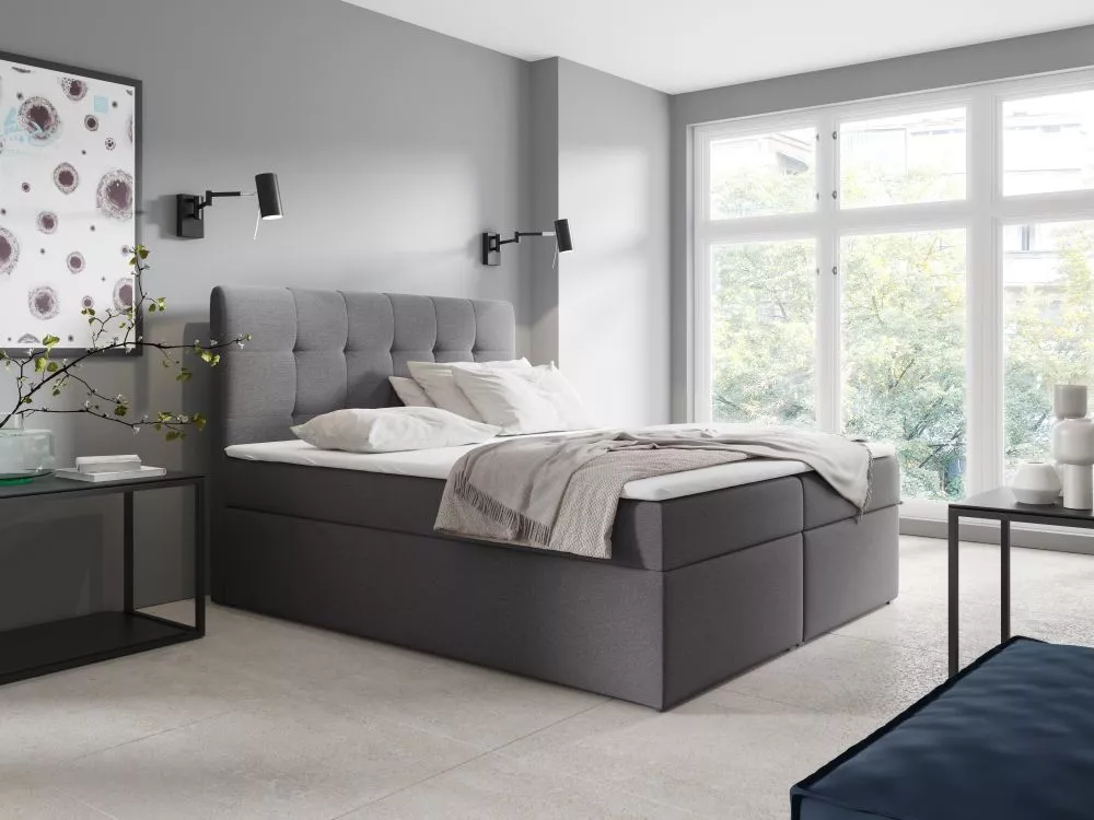 Gulta Boxspring 50 standard Guļamvietas platums: 160 cm, Guļamvietas garums: 200 cm, · Grafīts · 161 × 210 × 130 cm