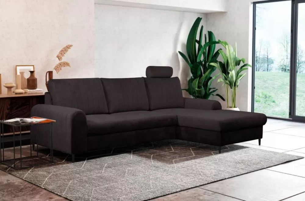 Dīvāns Monaco Comfort standard · Melns · 168 × 252 × 88 cm