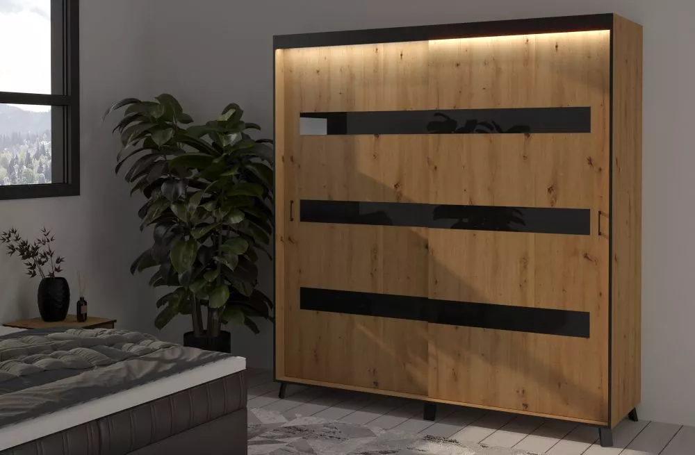 Skapis Solano ar LED · Ozols artisan · 200 × 61 × 215 cm