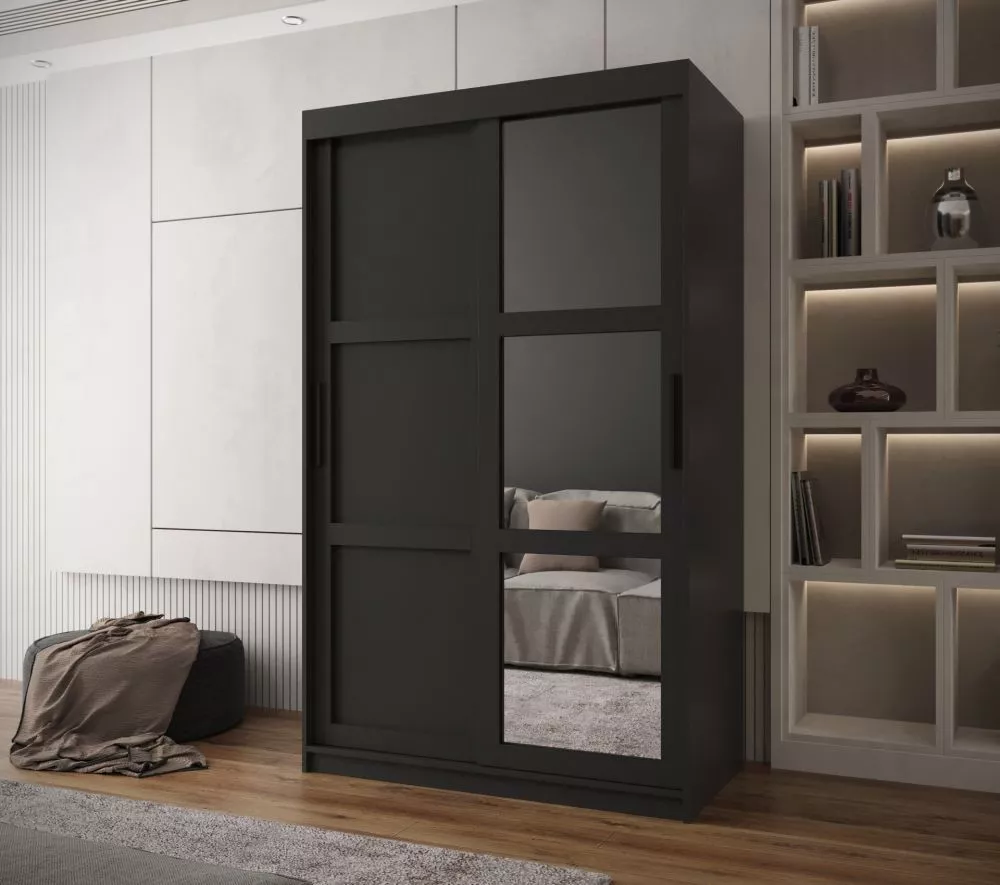 Skapis Miror 3 · Melns · 120 × 62 × 200 cm