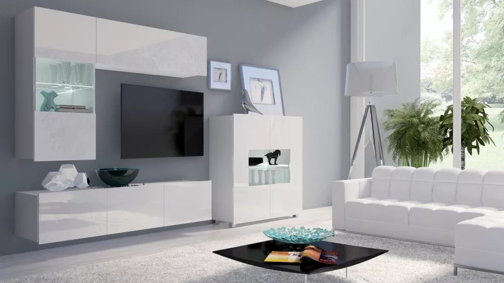 Sekcija Calabrini 3 ar LED · Balts · 250 × 43 cm