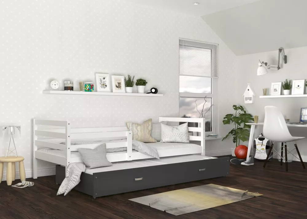 Bērnu gulta Jacek P2 MDF 80x190 ar stelāžām Guļamvietas platums: 80 cm, Guļamvietas garums: 190 cm, · 86 × 198 × 74 cm