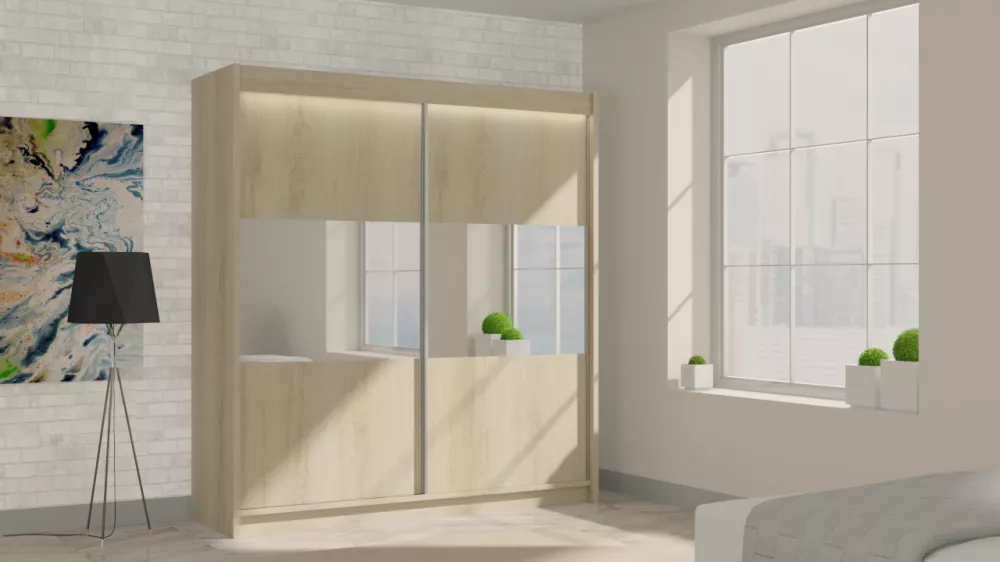 Skapis Rosana ar LED · Sonoma · 200 × 61 × 216 cm