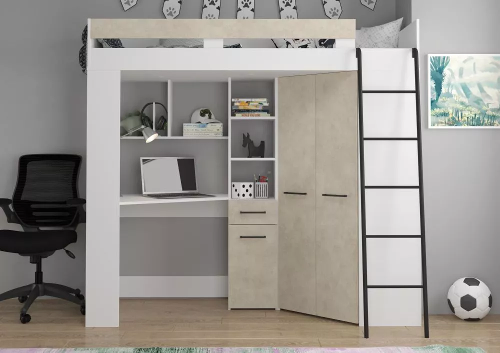 Divstāvu gulta Floor P ar stelāžu Guļamvietas platums: 80 cm, Guļamvietas garums: 200 cm, · 120 × 204 × 188 cm