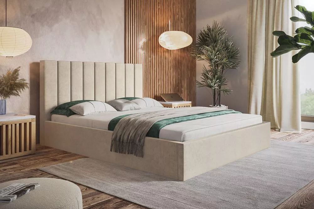 Gulta Slim 9 standard ar stelāžu Guļamvietas platums: 160 cm, Guļamvietas garums: 200 cm, stelāžas tips: koka, · Krēma ·