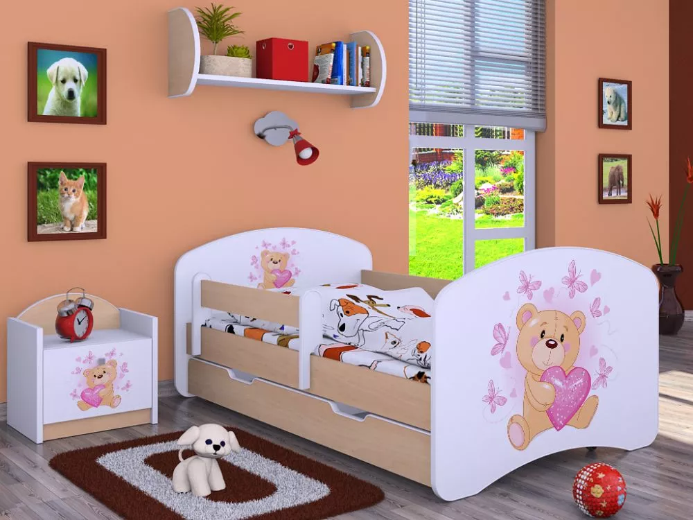Bērnu gulta Happy L04 Zakochany Mis 160x80 ar stelāžu Guļamvietas platums: 80 cm, Guļamvietas garums: 160 cm, · 92 × 164