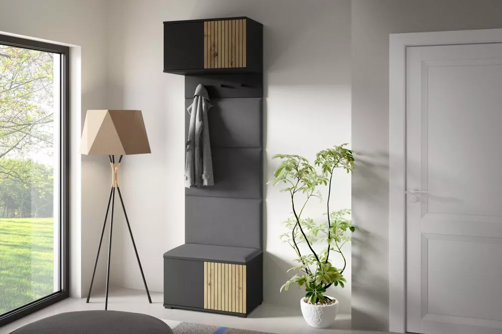 Apavu plaukts Ross 5 Trinity Korpusa krāsa: melns + ozols artisan, · 70 × 225 × 40 cm