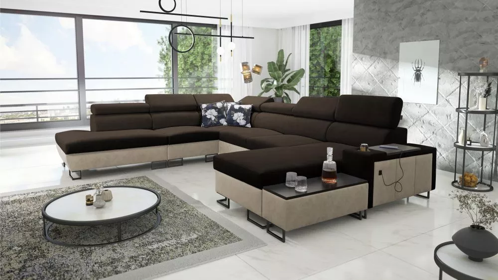 Dīvāns Melody 10 Premium Standard · Tumši brūns + krēms · 295 × 363 × 84 cm