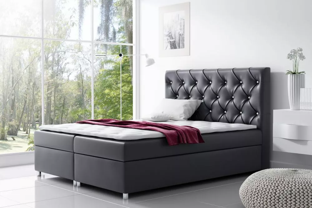 Gulta Roma 1 Boxspring Standard Guļamvietas platums: 140 cm, Guļamvietas garums: 200 cm, · Melns · 140 × 213 × 130 cm