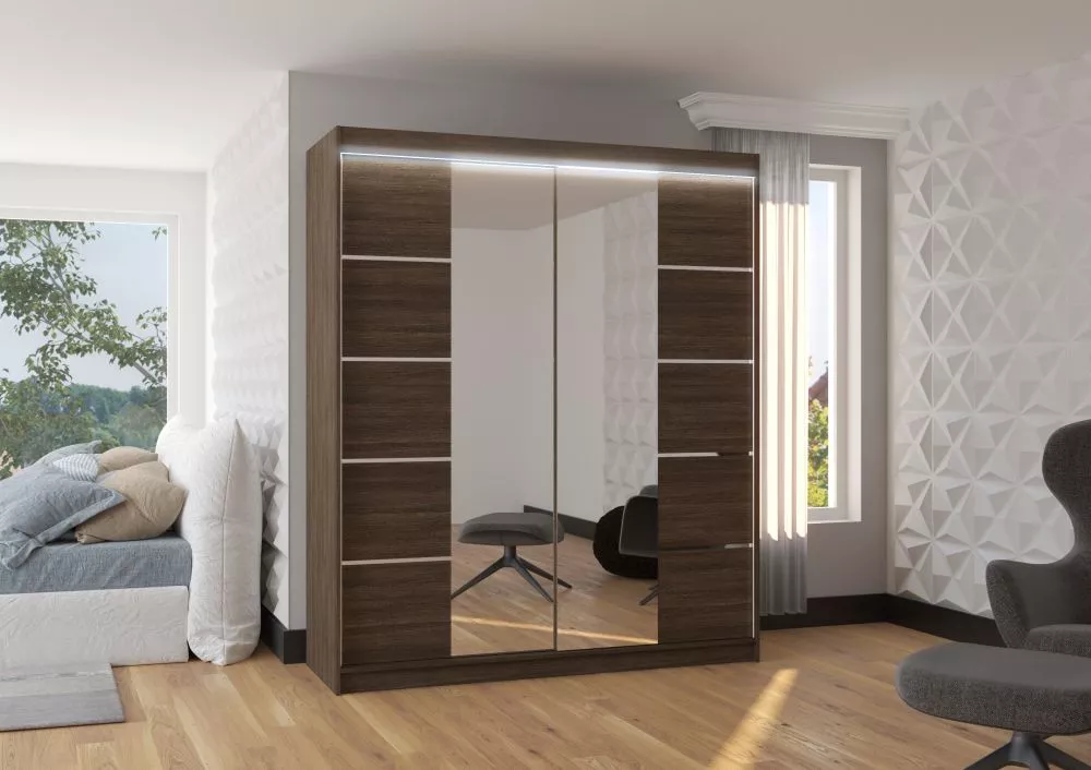 Skapis Traves ar LED · Šokolādes · 180 × 58 × 215 cm
