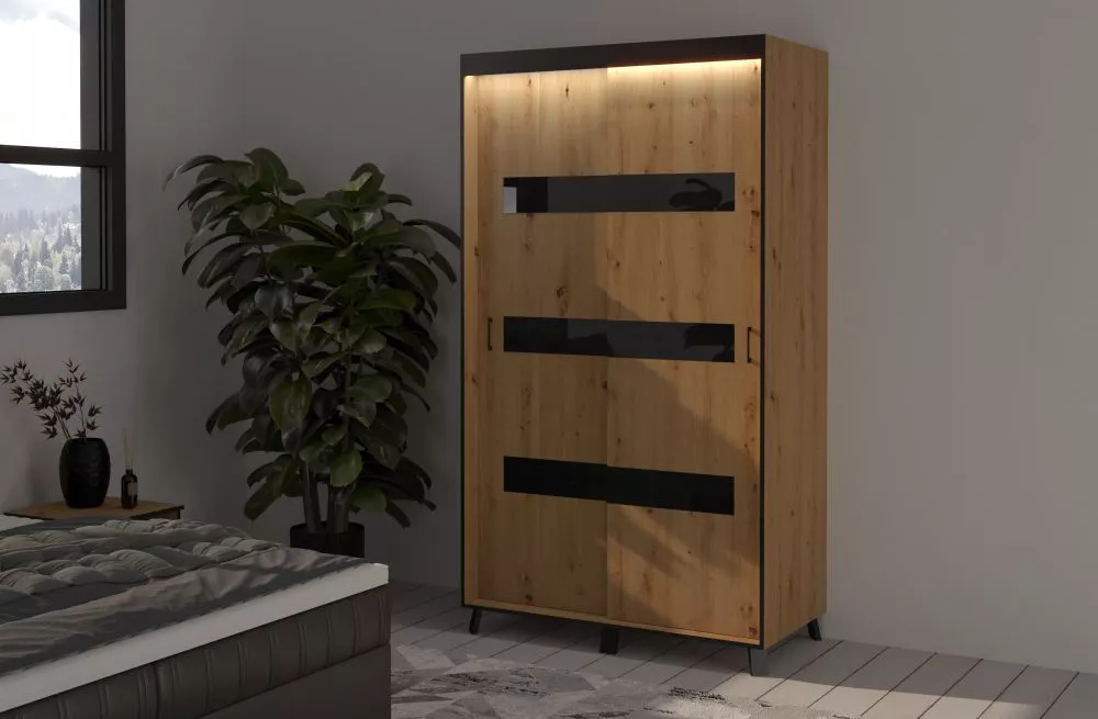 Skapis Solano ar LED · Ozols artisan · 120 × 61 × 215 cm