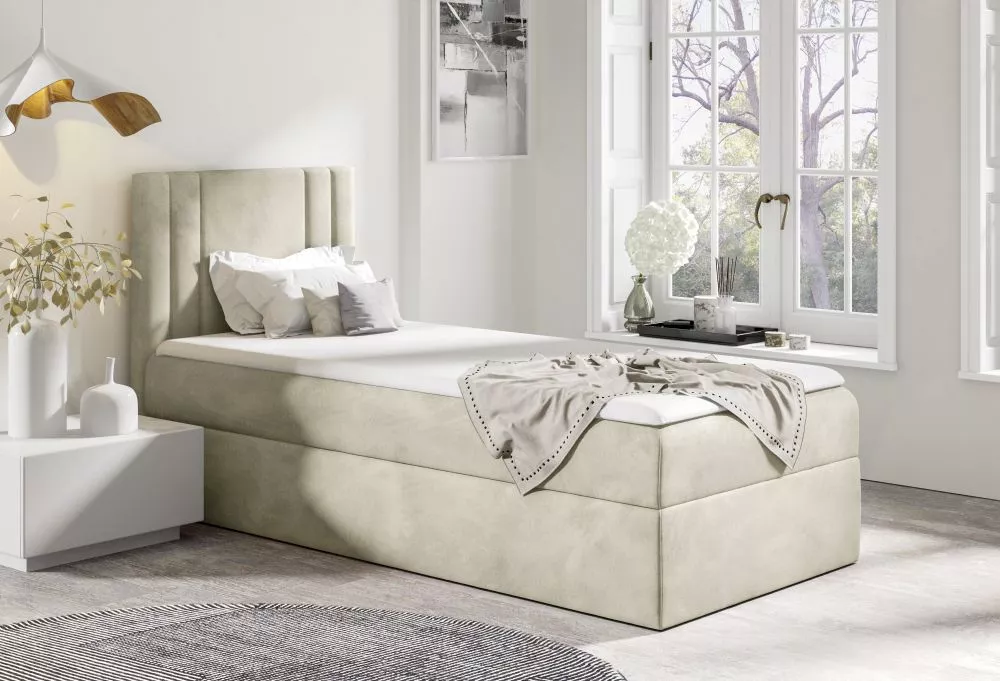 Gulta Carmen mini Boxspring Standard Guļamvietas platums: 90 cm, Guļamvietas garums: 200 cm, · Krēma · 92 × 208 × 103 cm