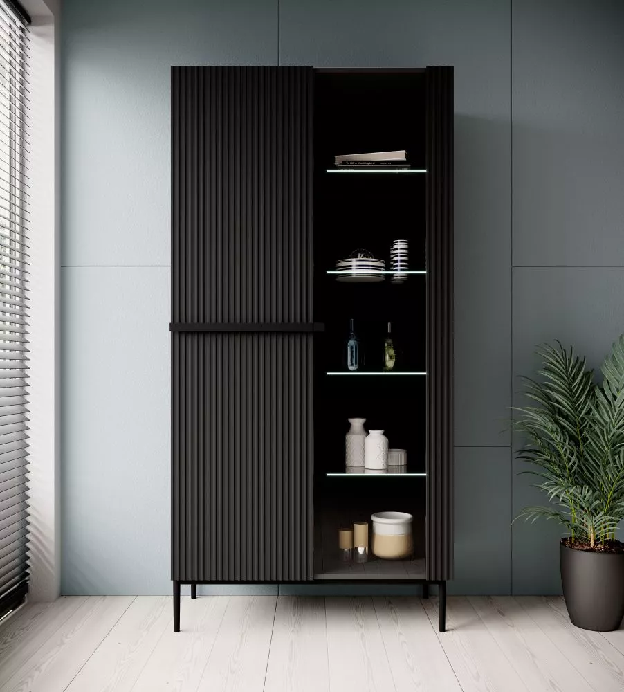 Sekcija Nicole W100 2D Black · Melns · 100 × 45 × 200 cm