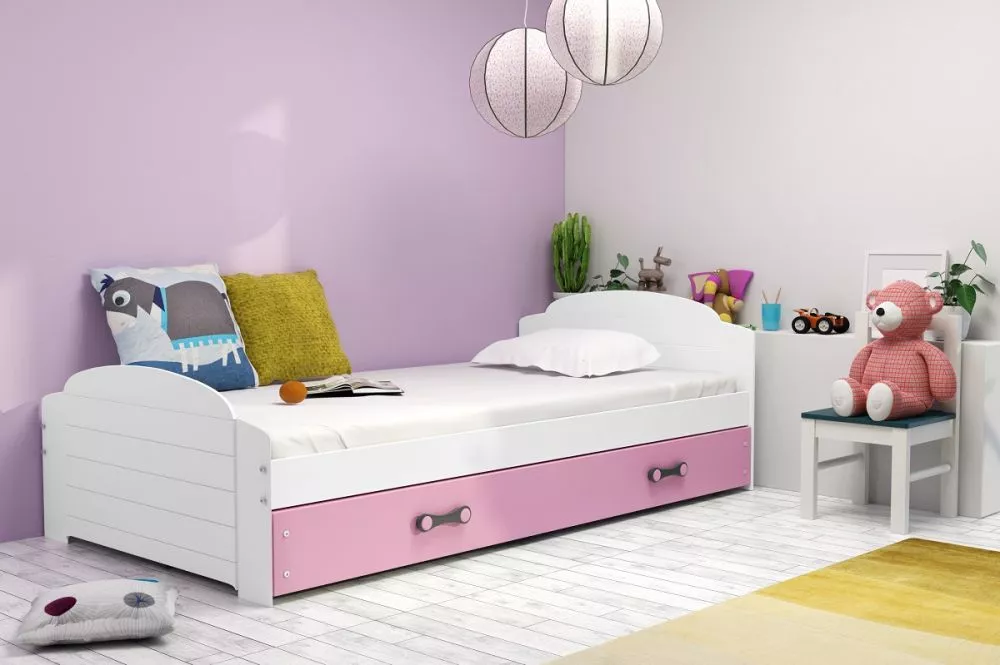 Bērnu gulta Lili Single White ar stelāžu Guļamvietas platums: 90 cm, Guļamvietas garums: 200 cm, · 97 × 206 × 61 cm