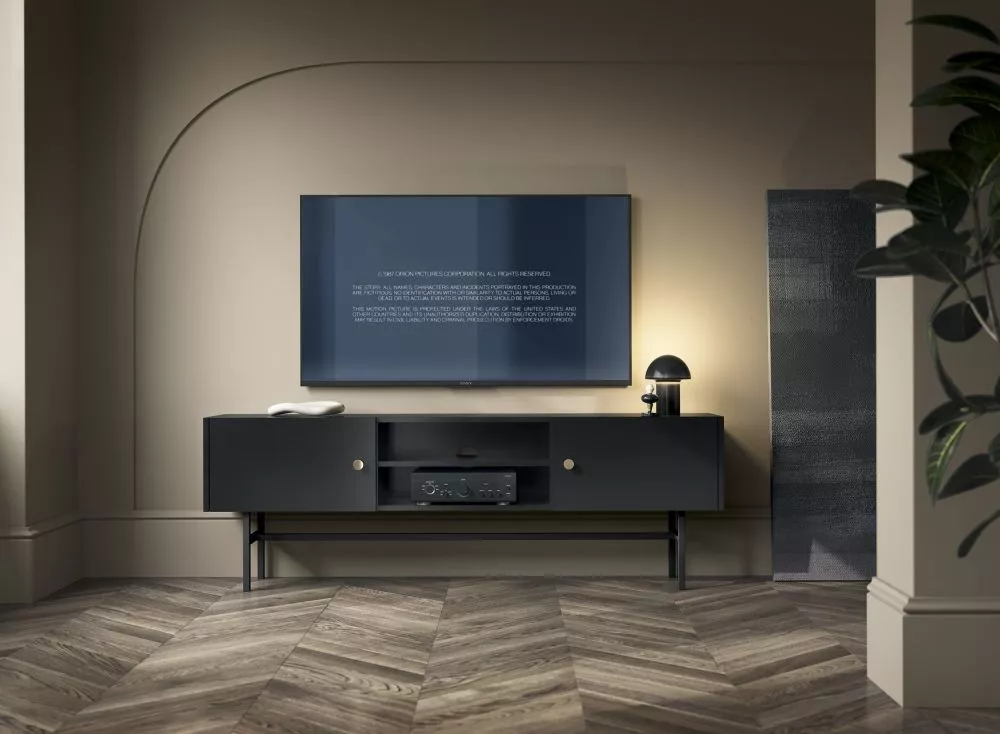 TV tumba Diva RTV · Melns · 155 × 35 × 52 cm