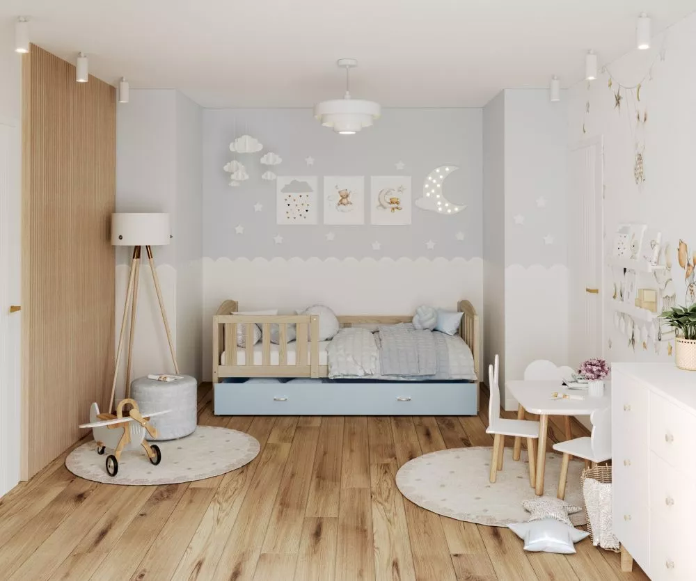Bērnu gulta Kubus P 80x190 ar stelāžu Guļamvietas platums: 80 cm, Guļamvietas garums: 190 cm, · 86 × 198 × 74 cm
