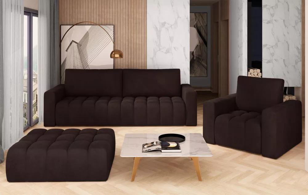 Komplekts Lazaro 3S+1S+P Premium standard · Tumši brūns · 97 × 245 × 86 cm