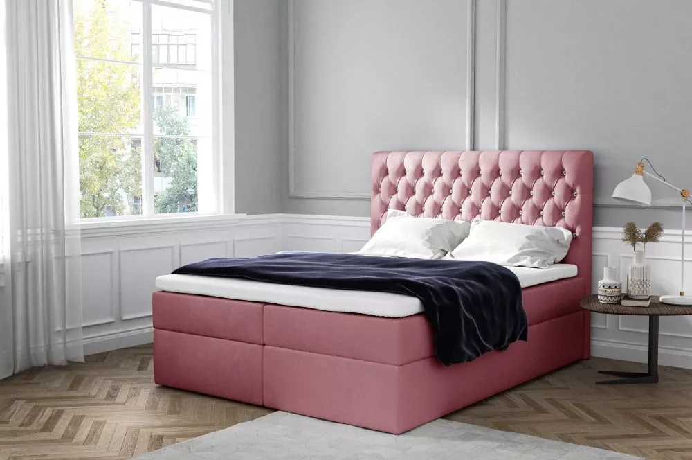 Gulta Monet Boxspring Premium Standard Guļamvietas platums: 140 cm, Guļamvietas garums: 200 cm, · Rozā · 140 × 213 × 120