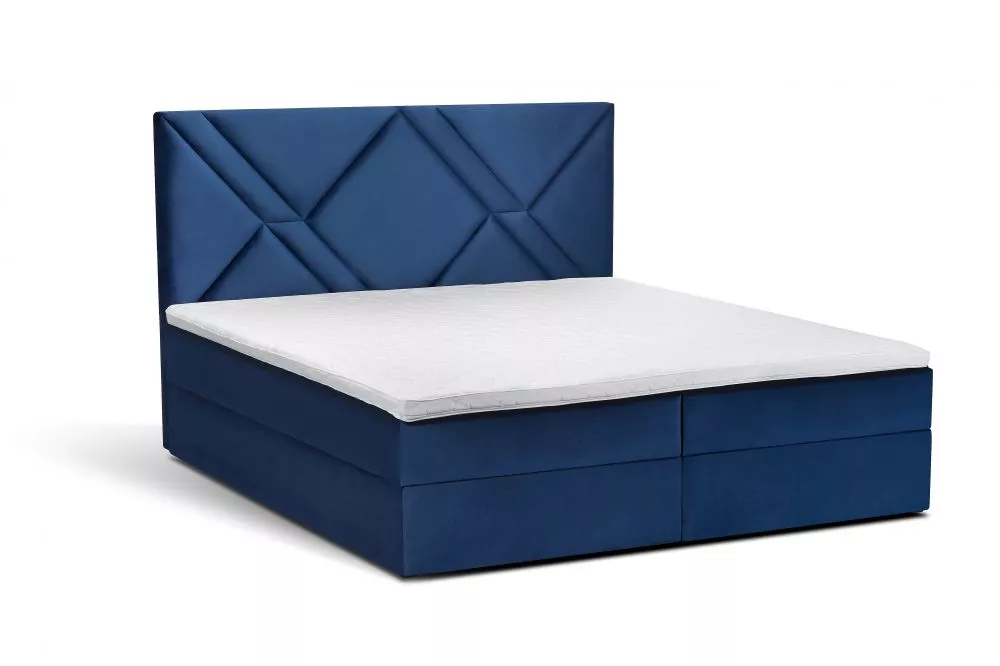 Gulta Garofano Boxspring standard Guļamvietas platums: 200 cm, Guļamvietas garums: 200 cm, · Zils · 202 × 207 × 123 cm
