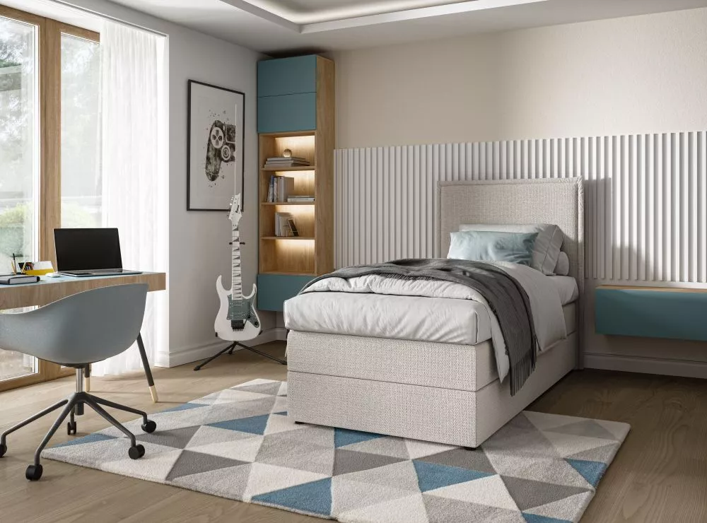 Gulta Baggio L Mini Boxspring Standard Guļamvietas platums: 90 cm, Guļamvietas garums: 200 cm, · Balts krēms · 93 × 206 