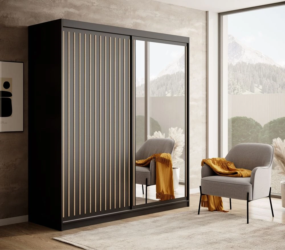 Skapis Delia · Melns · 180 × 60 × 205 cm