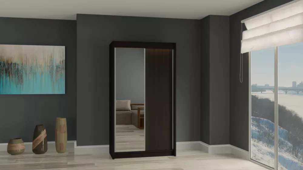 Skapis Patti ar LED · Venge · 120 × 61 × 216 cm