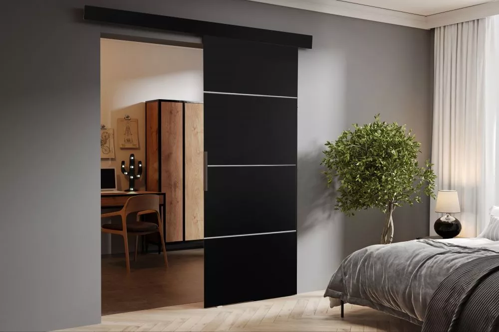 Bīdāmās durvis Malibu Plus · Melns · 76 × 205 cm